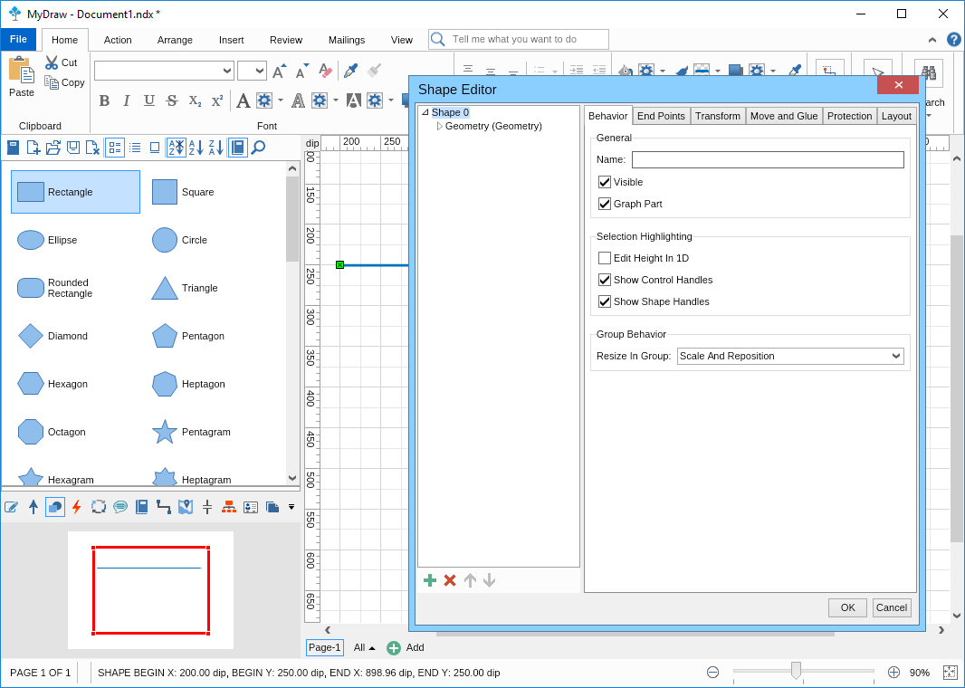 Creating a port for 1D shape step one