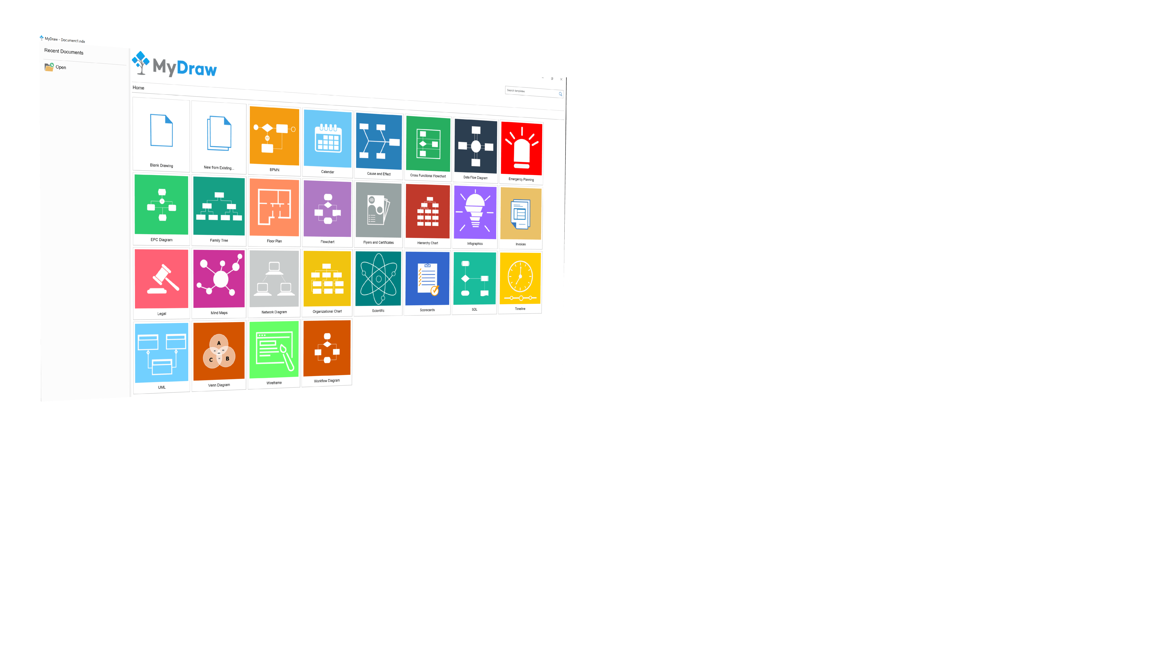 Main menu of MyDraw