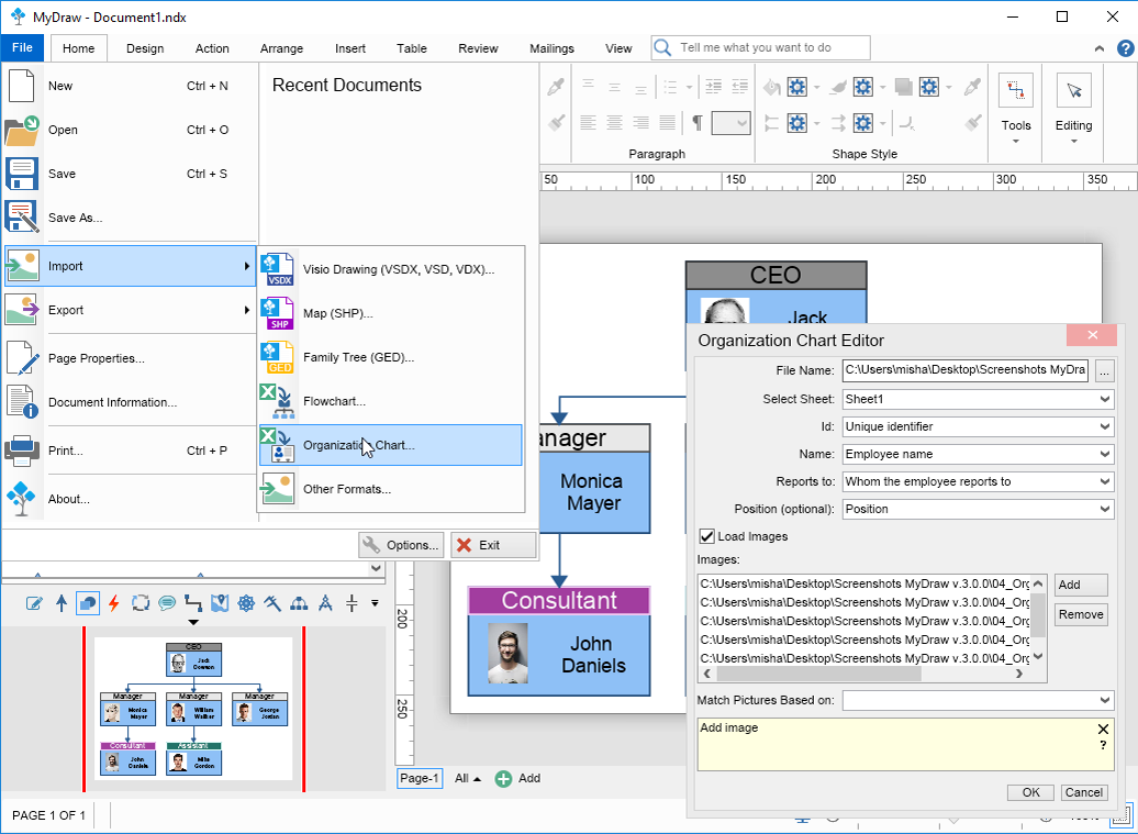 Import Organizational Chart