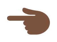 Backhand Index Pointing Left Dark Skin Tone