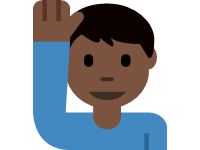 Man Raising Hand Dark Skin Tone