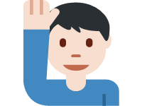 Man Raising Hand Ligth Skin Tone