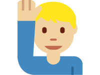 Man Raising Hand Medium Light Skin Tone