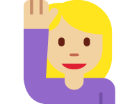 Woman Raising Hand Medium Light Skin Tone