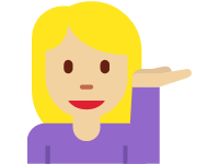 Woman Tipping Hand Meidum Light Skin Tone