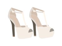 White T Strap Peep Toe Platform