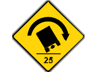 Advisory Speed Truck Rollover Warning for Sharp Curve