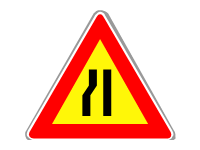 Road Narrows Left Yellow