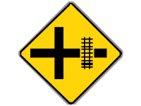 Railway Level Crossing on Crossroad