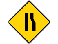 Warning Road Narrows Right