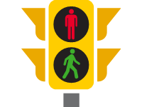 Yellow Pedestrian Traffic Lights Green and Red 1