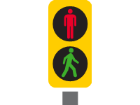 Yellow Pedestrian Traffic Lights Green and Red 2