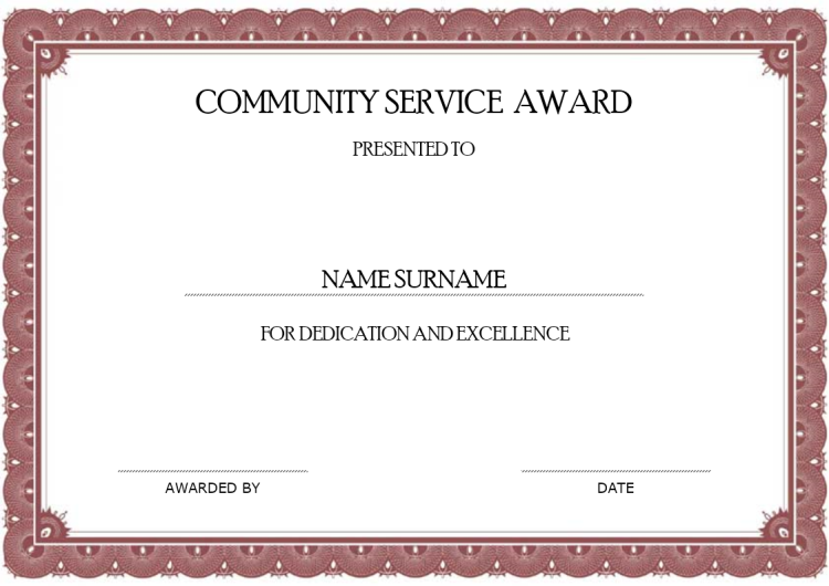 community service hours certificate template