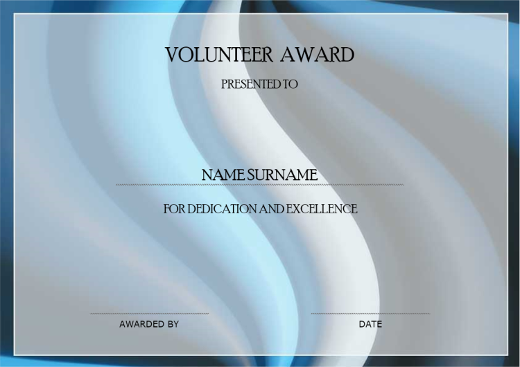 Volunteer Award Certificate
