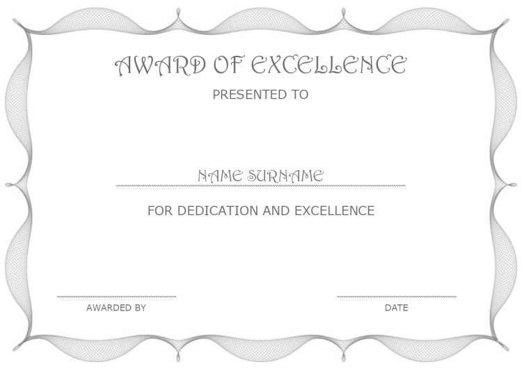 Award of Excellence Certificate