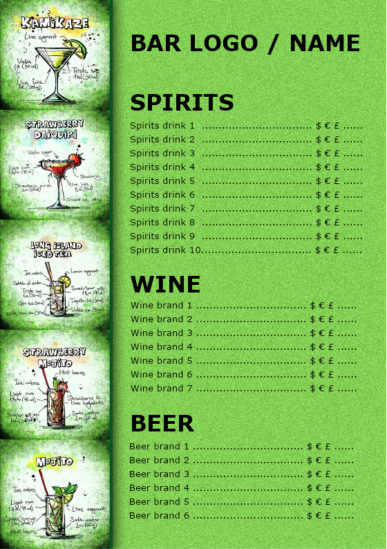 Bar Menu Template