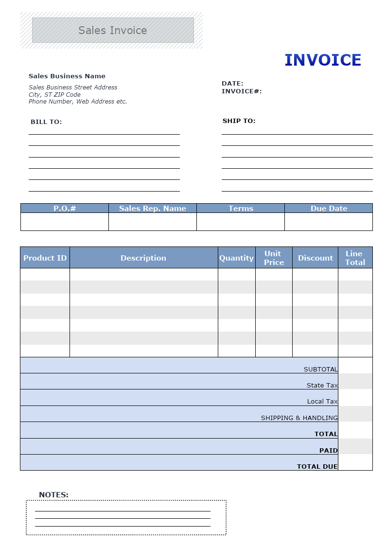 Sales Invoice Template  MyDraw In Sales Notes Template