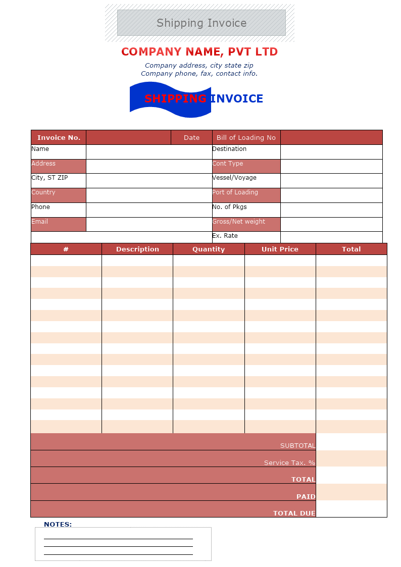 Shipping Invoice