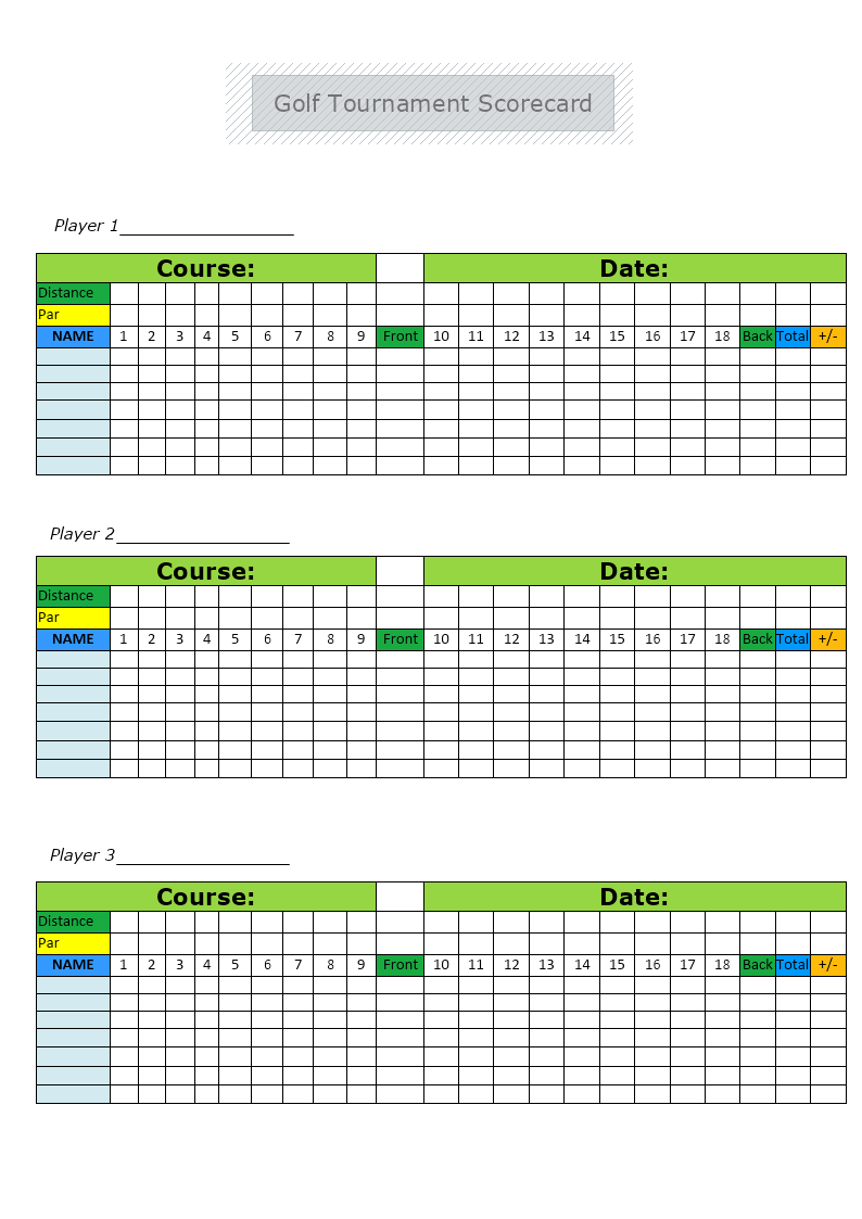 Golf Tournament Scorecard Template  MyDraw Inside Golf Score Cards Template